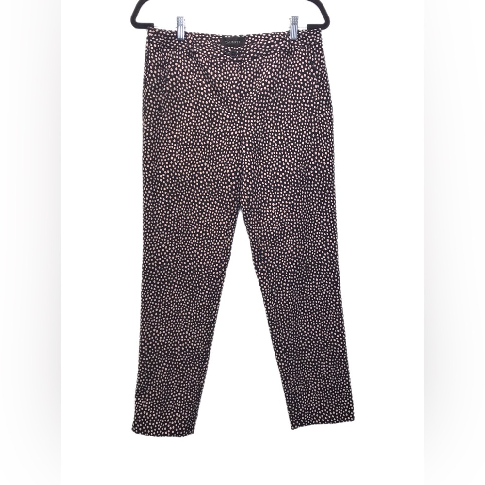 Talbots Hampshire‎ Ankle Pants Black Pink Dot Career Stretch Mid Rise Women’s 4